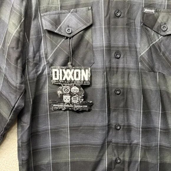 Dixxon Flannel Megadeth Black Gray Plaid Shirt Large NEW - Picture 3 of 9